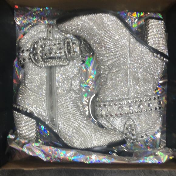 Dolls Kill Icy Sheriff Shine Western Cowboy Rhinestone Boots Size 8 New … - Picture 2 of 7